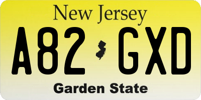 NJ license plate A82GXD