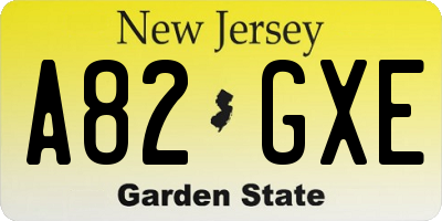 NJ license plate A82GXE
