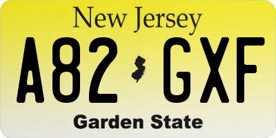 NJ license plate A82GXF