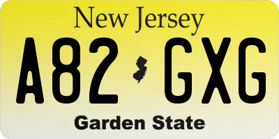 NJ license plate A82GXG