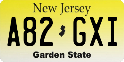 NJ license plate A82GXI