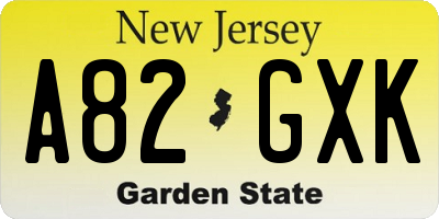 NJ license plate A82GXK