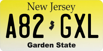 NJ license plate A82GXL