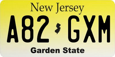 NJ license plate A82GXM