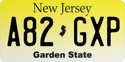 NJ license plate A82GXP