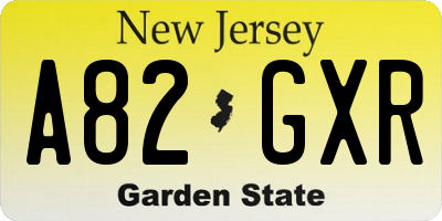 NJ license plate A82GXR
