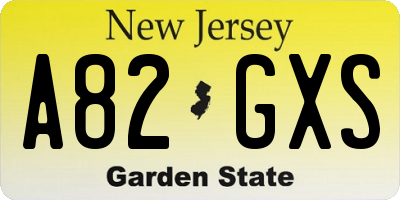 NJ license plate A82GXS