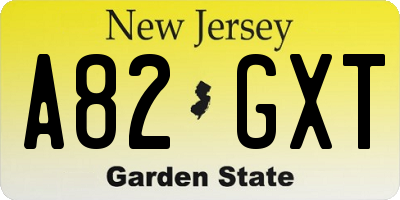 NJ license plate A82GXT