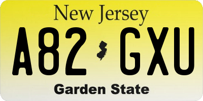 NJ license plate A82GXU