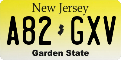 NJ license plate A82GXV