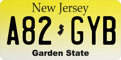 NJ license plate A82GYB