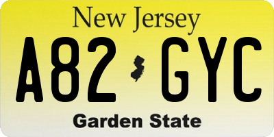 NJ license plate A82GYC