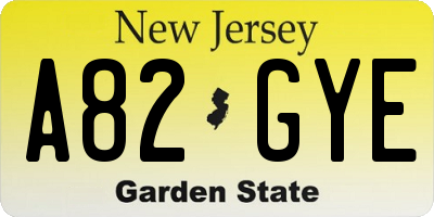 NJ license plate A82GYE