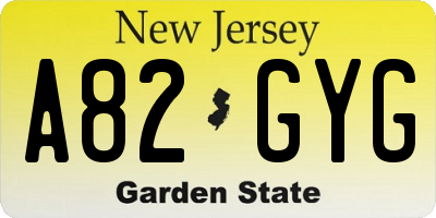 NJ license plate A82GYG