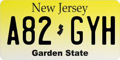 NJ license plate A82GYH