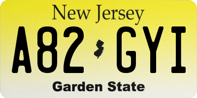 NJ license plate A82GYI