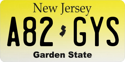NJ license plate A82GYS