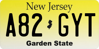 NJ license plate A82GYT