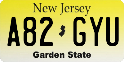 NJ license plate A82GYU