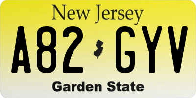 NJ license plate A82GYV