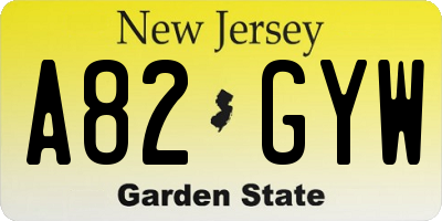 NJ license plate A82GYW