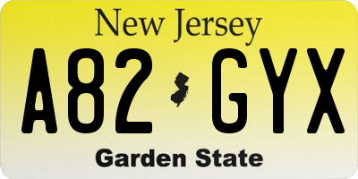 NJ license plate A82GYX
