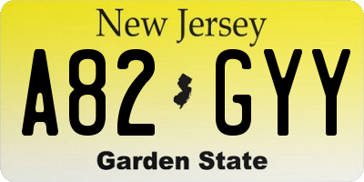 NJ license plate A82GYY