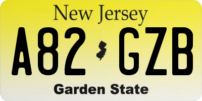 NJ license plate A82GZB