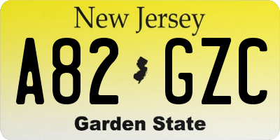 NJ license plate A82GZC