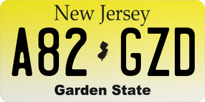 NJ license plate A82GZD