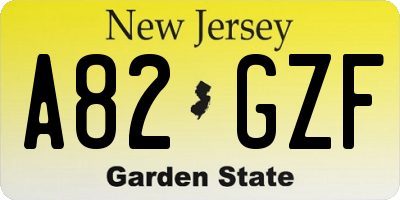 NJ license plate A82GZF