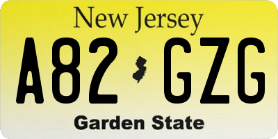NJ license plate A82GZG