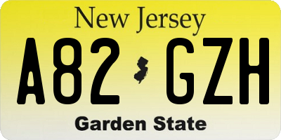 NJ license plate A82GZH