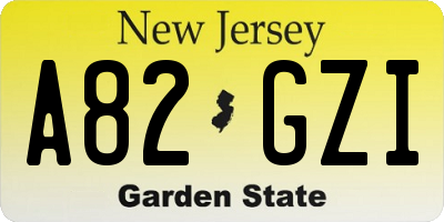 NJ license plate A82GZI