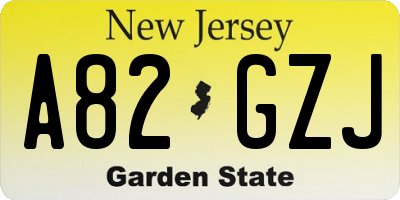 NJ license plate A82GZJ