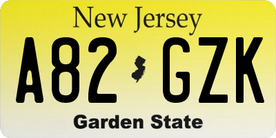 NJ license plate A82GZK