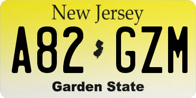 NJ license plate A82GZM