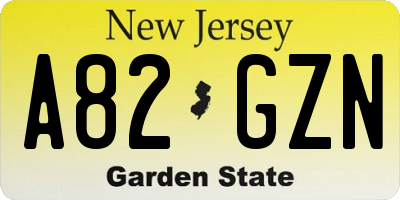 NJ license plate A82GZN