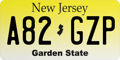 NJ license plate A82GZP