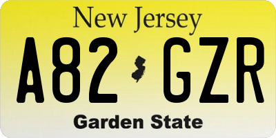 NJ license plate A82GZR