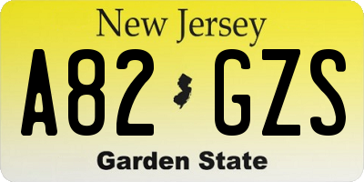 NJ license plate A82GZS