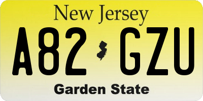NJ license plate A82GZU