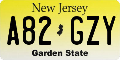 NJ license plate A82GZY