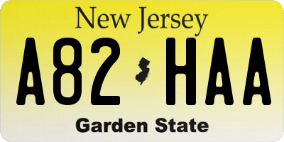 NJ license plate A82HAA
