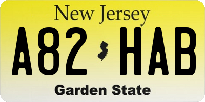 NJ license plate A82HAB