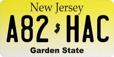 NJ license plate A82HAC