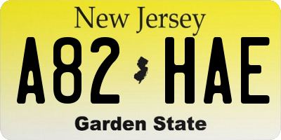 NJ license plate A82HAE