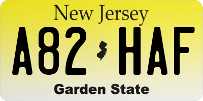 NJ license plate A82HAF