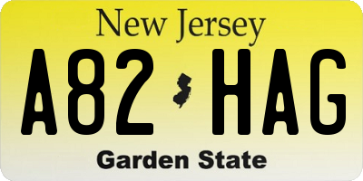 NJ license plate A82HAG