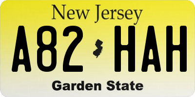 NJ license plate A82HAH